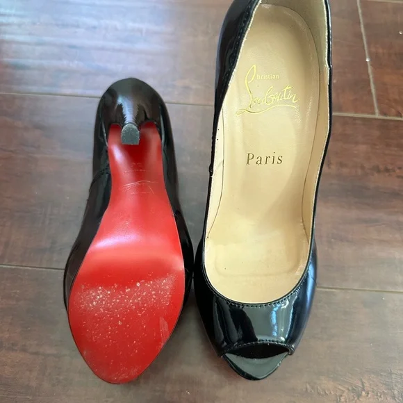 Christian Louboutin Black Peep Toe Heels - Picture 6 of 7